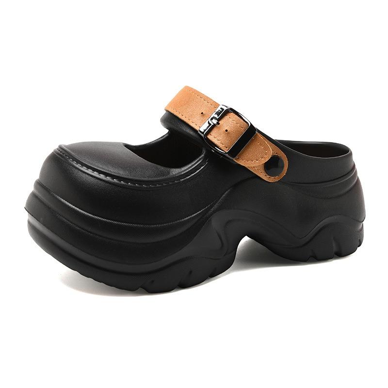 

Thick-soled slippers women s new thick-soled wear-resistant and comfortable bag head non-slip outer wear beach cool slippers 36-37 чорний