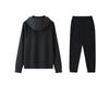 Li-Ning Solid Color Loose Fit Hooded Long Sleeve Jacket And Mid Waist Elastic Pants Casual Sports Set Unisex Sets Black YYKU181-1+-AWDT611-1