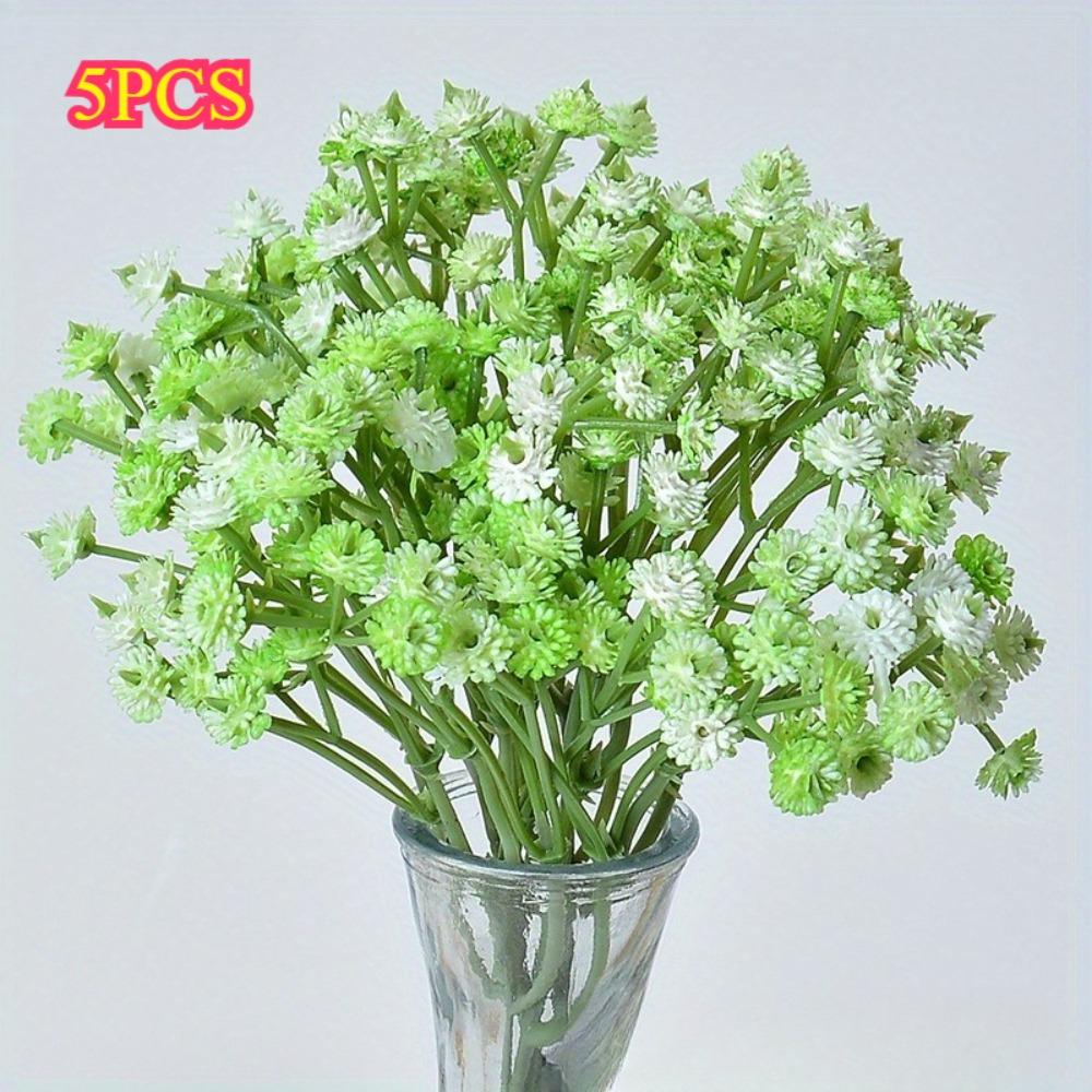 5 Bunches of Artificial Baby s Breath,Realistic Touch Faux Gypsophila, Artificial Flowers for Outdoor Wedding Decorations светло-зеленый