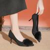 Sexy pointed toes fluffy high heels women's stilettos Spice girls suede shallow mouth single shoes professional mink hair work shoes