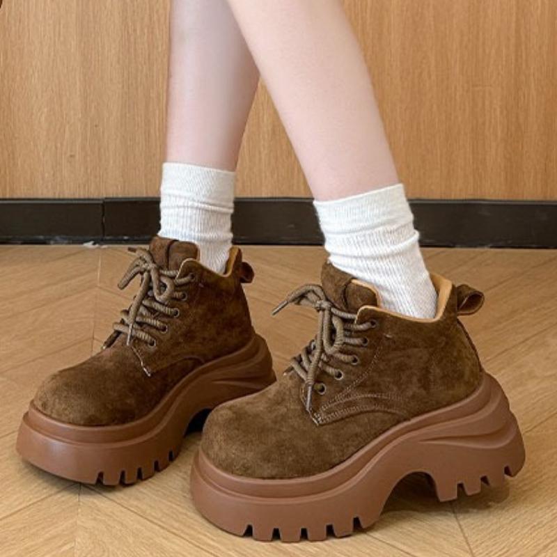 Fashion Platform Women Ankle Boots Designer Lace Up Sport Shoes Winter New 2025 Fashion Brand Women's Boots Walking boot