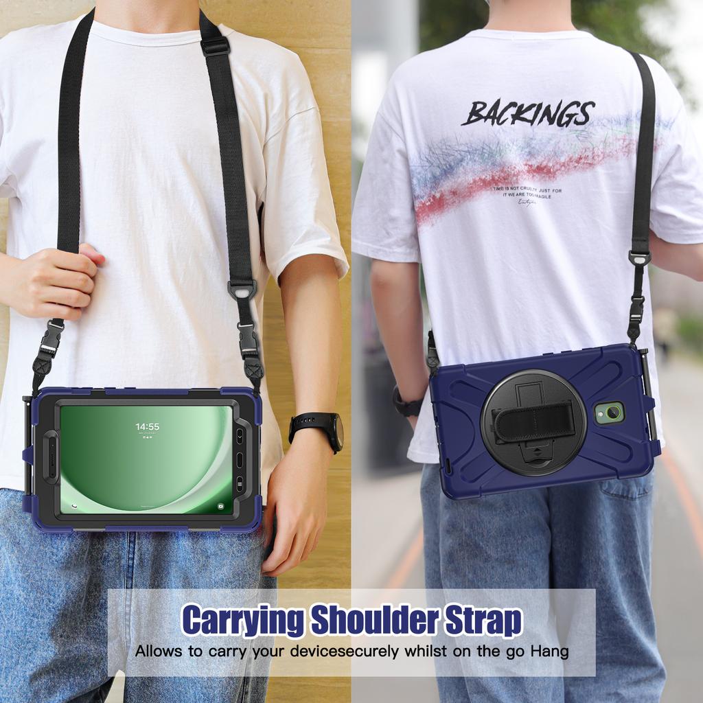 For Samsung Galaxy Tab Active 3 T570/Tab Active5 X306B Case PC+Silicone Protective Cover with Shoulder Strap