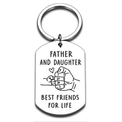 Stainless Steel Engraved Father's Day Keychain Ornament for Dad