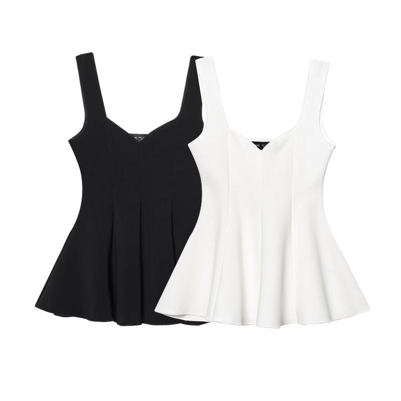 Za Spring New Arrivals Women's Clothing Zr European and American Style Short Skirt Hem Elastic Round Neck Top 5584150 800