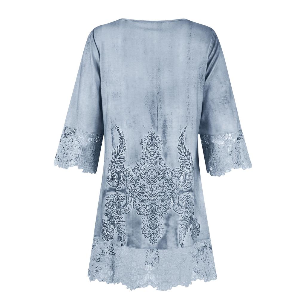 Robe d'été décontractée à col en V pour femme Robe en dentelle imprimée