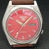 JAPAN 7009A VINTAGE SEIKO 5 AUTOMATIC MENS RED COLOR DIAL WATCH a701387-5 R206a-a701387