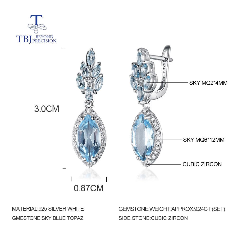 2022 neue Natürliche Brasilien himmelblau topas verschluss ohrring baumelnden ohrring natürlichen edelstein edlen schmuck für frauen 925 sterling silber