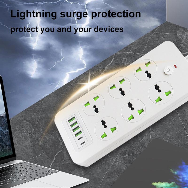 2500W/3000W 3/4/6 WAY UK Plug Fast Charging Power Board 2M Universal Extension Cord Socket Power Strip