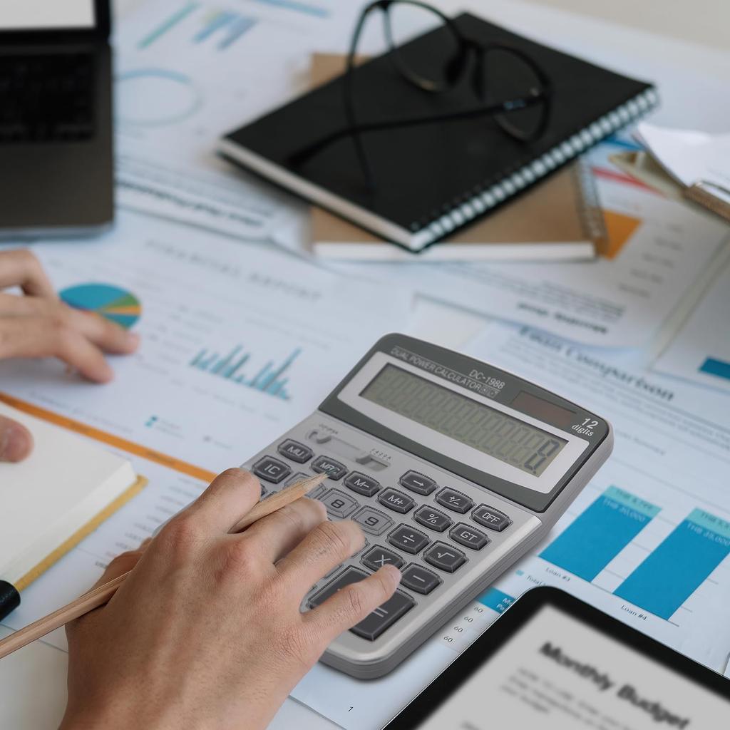 TOSSOW 12 Digit Rounding Button Solar Office Desk Portable Large LCD Display Calculator, Calculator, Large, Stylish, Bookkeeping, Included,