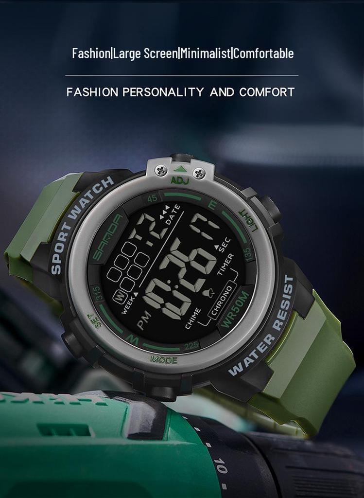 Sanda Luminous Waterproof Sports Watch: Multifunctional Alarm Clock Wristwatch for Men and Women