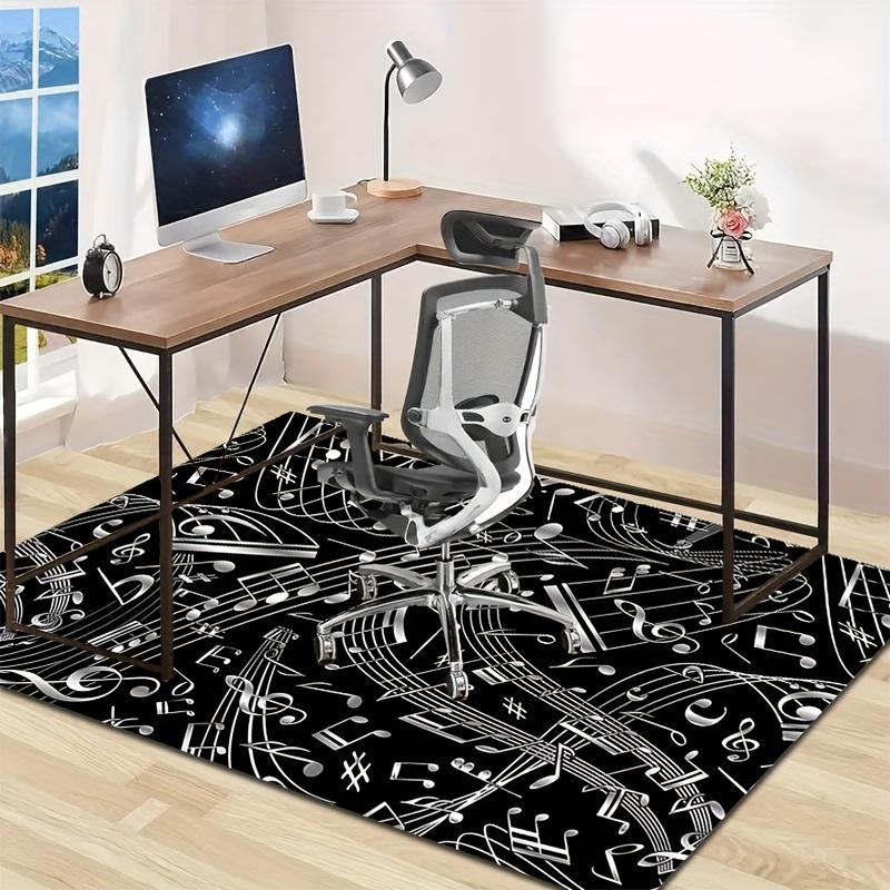 Polyester Anti-Slip Music Rug for Living Room Bedroom Decorative Carpet with Black White Musical Notes