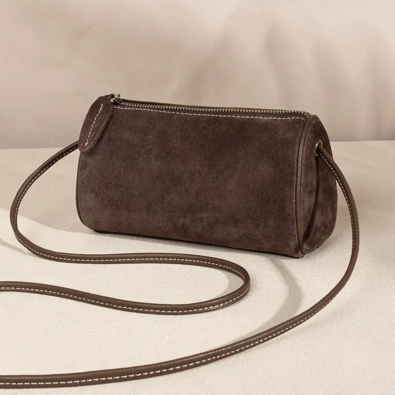 New Niche High-End Simple and Stylish Single-Shoulder Crossbody Matte Pu Pen Holder Retro Cylindrical Women's Small Bag