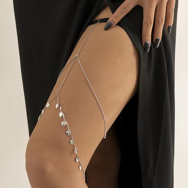 IngeSight.Z Sexy Multilayer Tassel Pearl Clip Bead Leg Chain for Women Simple Adjustable Elastic Thigh Chain Beach Body Jewelry