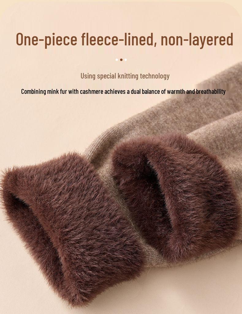 Unisex Thick Fleece-Lined Wool Pants: Warm, Slimming Base Layer with Cashmere for Winter