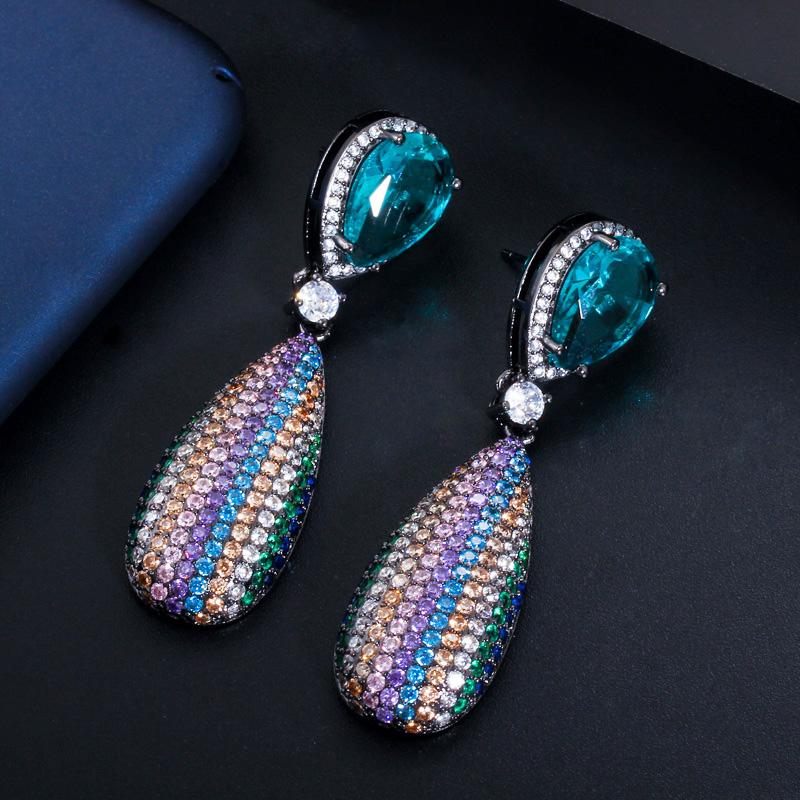 WWJ – boucles d'oreilles goutte d'eau bleu clair, pavé complet, minuscules bijoux en Zircon CZ brillant