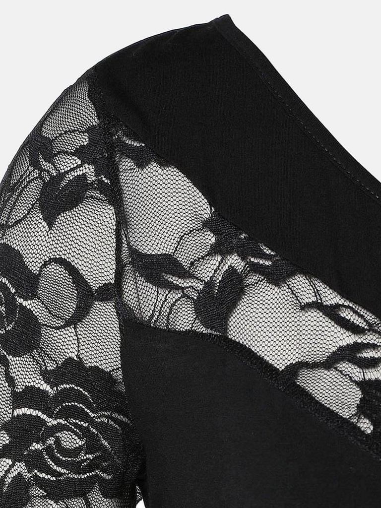Plus Size Women's Rose Lace Casual Commute Top