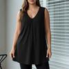 Damen Plus Size Ärmelloses V-Ausschnitt Tanktop Lockere Passform Einfarbige Lässige Sommerbluse Leichter Weicher Stoff Bequem zu Tragen