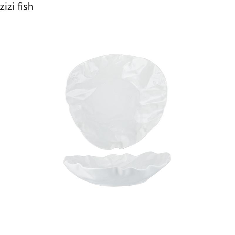 Fold Texture Ceramic Salad Plate Solid Color Irregular Dessert Dish Vegetable Plate Sashimi Plates Restaurant Creative Tableware