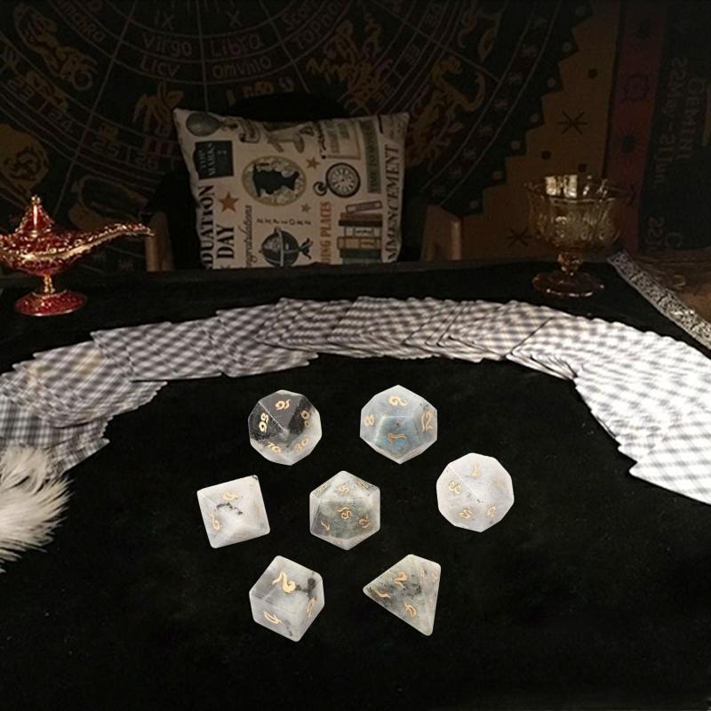 Various Shapes Different Number of Faces Educational Toys Digital Number Natural Gemstone Dice For Party Family Games