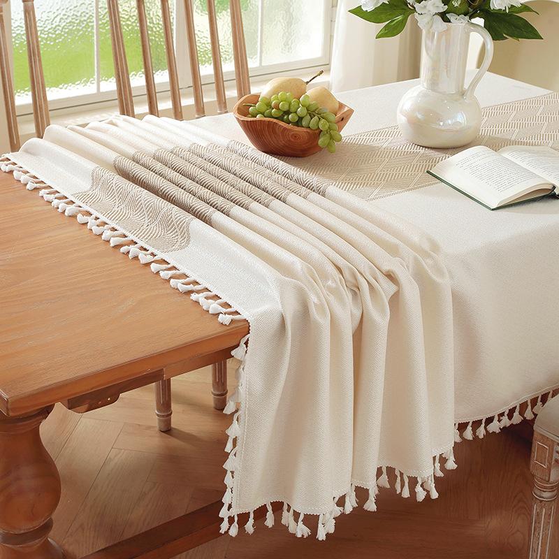 Nordischer Bestseller Imitation Baumwolle und Leinen Tischdecke Weihnachten Jacquard Retro Blume Fransen Tischdecke Couchtisch Tischdecke Abdeckung Handtuch Tuch