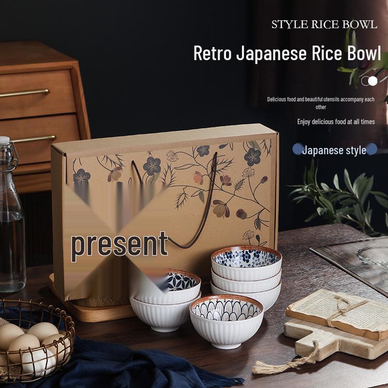Ceramic Rice Bowl Gift Set - Creative Tableware for Housewarming