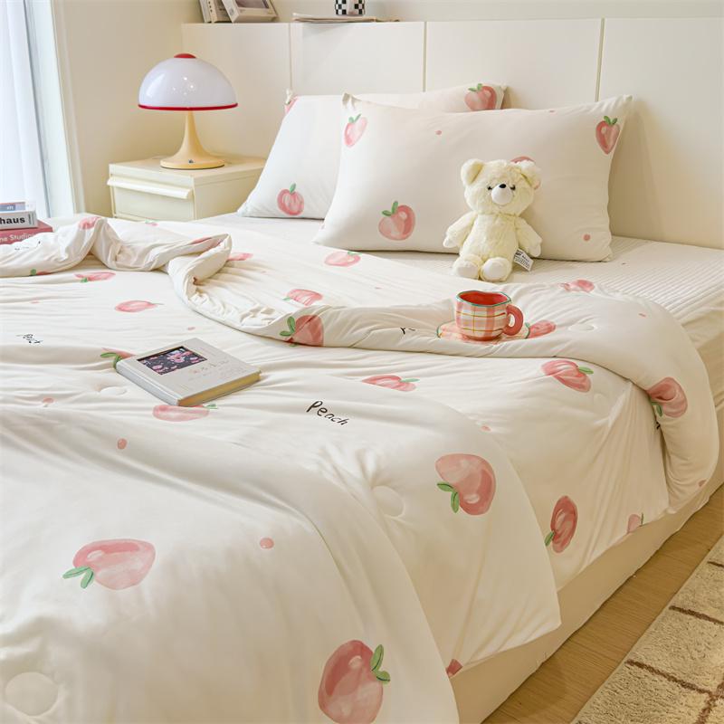 Garden Florals Pattern Quilt Summer Air Conditioning Thin Comforter Cute Rabbit Printed Soft Quilted Quilt for Kids Boys Girls