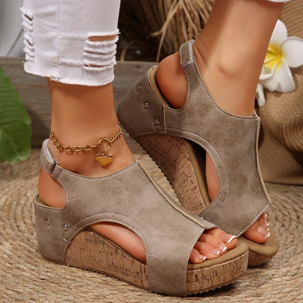 2025 New Summer Women's Platform Wedge Sandals Large Size Platform Fish Mouth Sandals Wedge Sandals