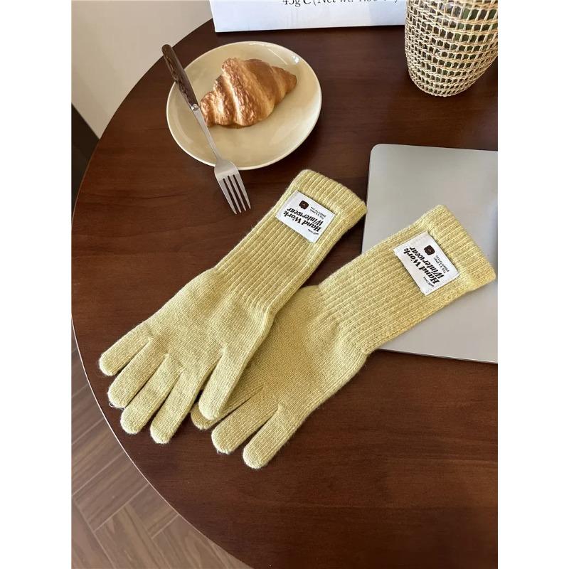 Warm Gloves for Women Korean Touch Screen Gloves Finger Holes Fashion Solid Color Knitted Gloves Winter Work Gloves Mittens