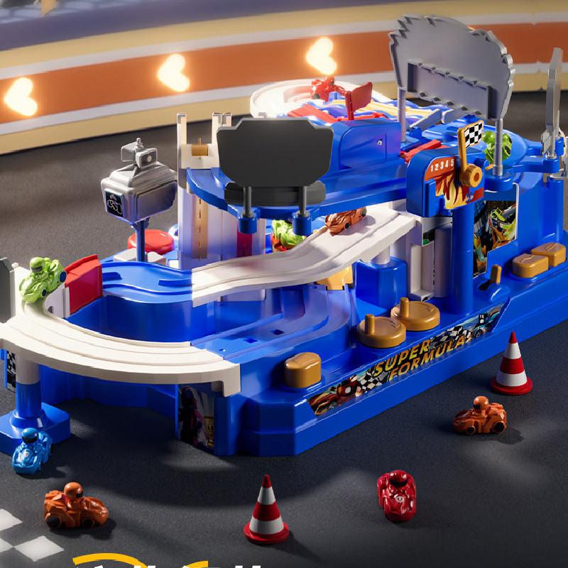 Plastic Childrens Race Car Track Set With Doublesided For Kids Playroom Fun