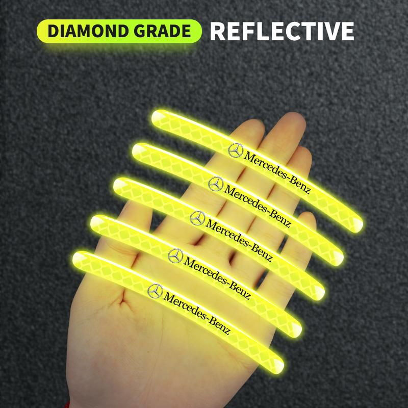 Car Wheel Hub Reflective Stickers Tire Rim Luminous Accessories for Mercedes Benz E C G M S A B Class AMG W176 W204 W212 GLC CLA W168 W202