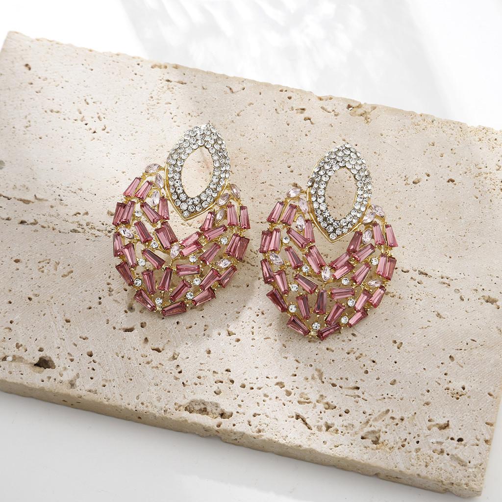 Geometric Alloy Dangle Earrings With Gold Ear Pins For Fashion Women