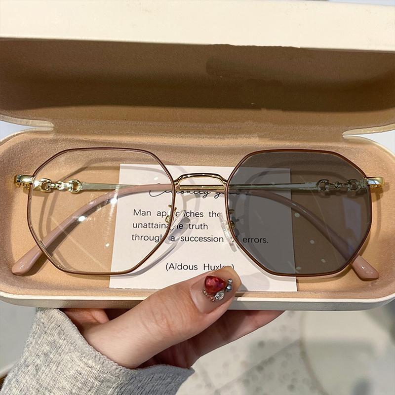 Outdoor Photochromic Near Sight Sunglasses Fashion Polygonal Computer Myopia Eyeglasses Color Changing Shortsighted Eyewear