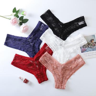 Sexy Spitzenunterwäsche für Damen mit gekreuztem Muster und hohlem Dreieck-Dessous im Schritt aus Baumwolle in großen Größen