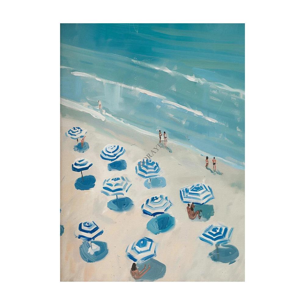 Blue Coastal Beach Seashell Sailboat Posters Prints Canvas Painting Wall Art Pictures Living Room Home Decor Cuadros