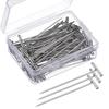50 Stück 45mm Edelstahl T-förmige Nähnadeln Set für Perücken Basteln Stricken Häkeln Mit Klarer Aufbewahrungsbox