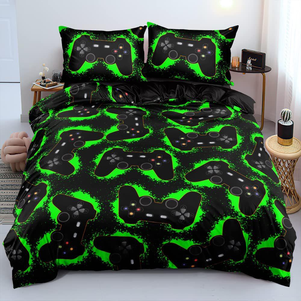 Black Game Handle Three-Piece Quilt Cover 3D Digital Printing Bedding Set Bed Cover
