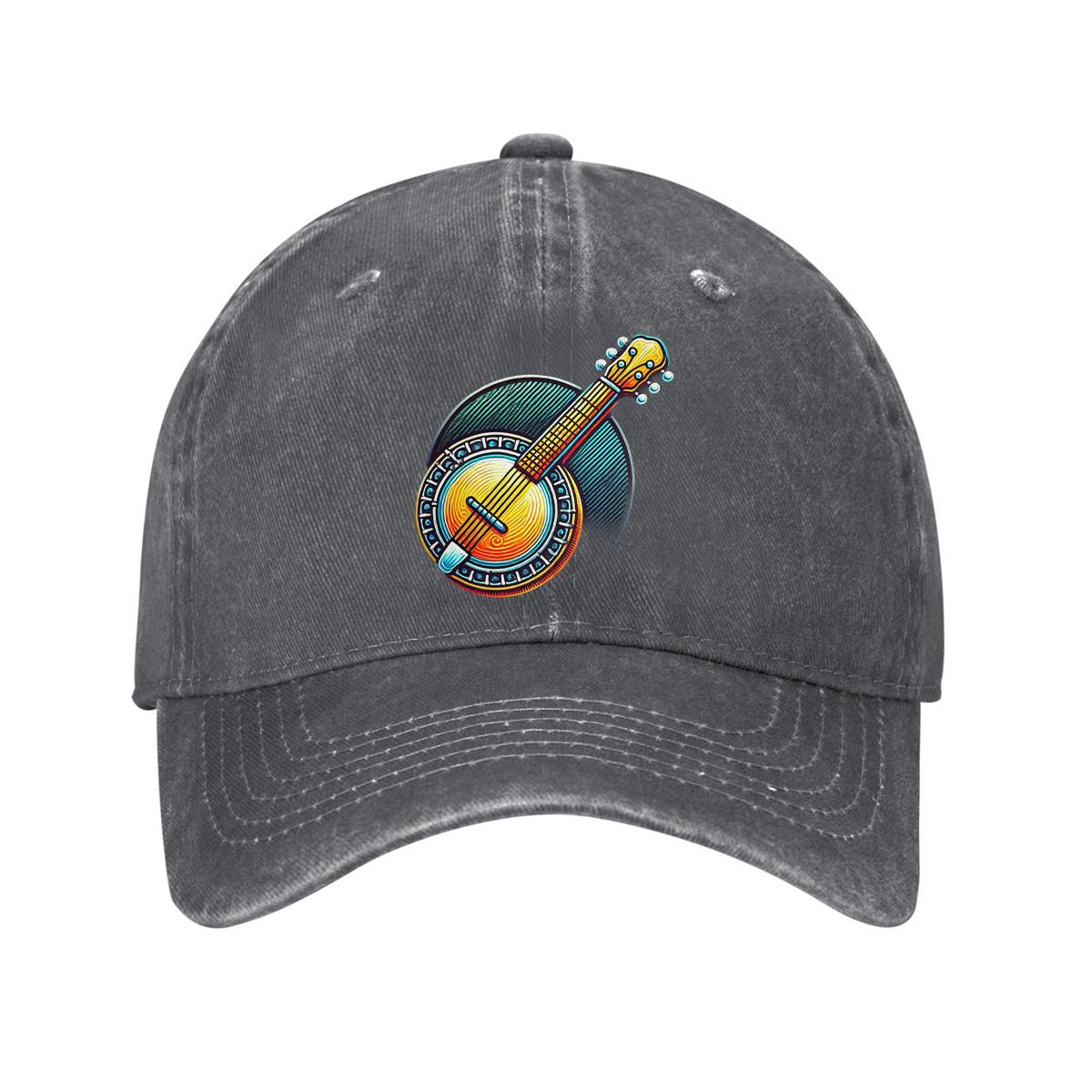 

Colorful Banjo Music Graphic Baseball Cap Unisex Cotton Adjustable Denim Dad Hat Casual One Size
