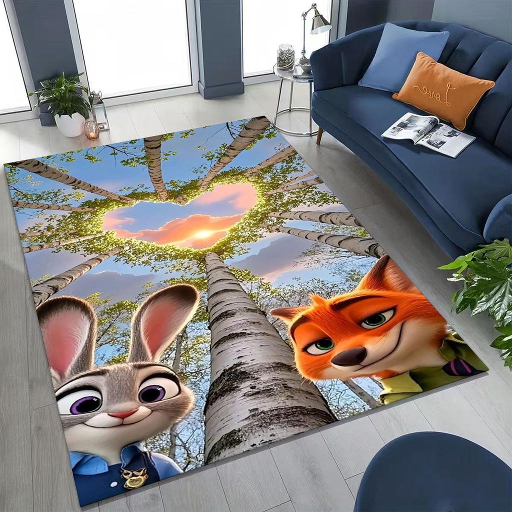 27 Style Zootopia Judy Nick Cartoon Rug for Bedroom Living Room Sofa Home Doormat Decor, Large Kids Non-slip Floor Mat Gift