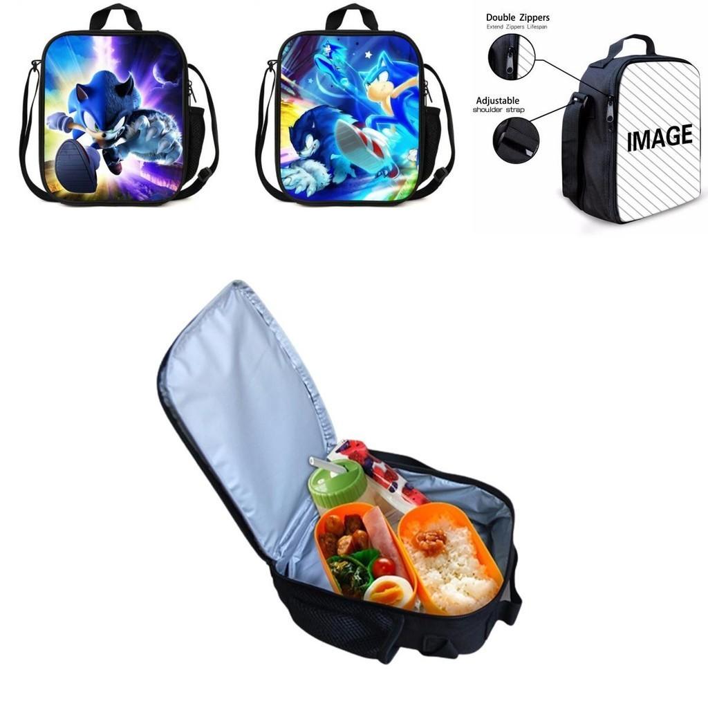 Sonic Hedgehog Lunch Box Bag Stylish Shoulder Bag For Kids Adults Large Capacity Travel Bag