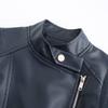 Women Lapel Collar Spring Autumn Solid Color Long Sleeve PU Leather Jacket S-3XL