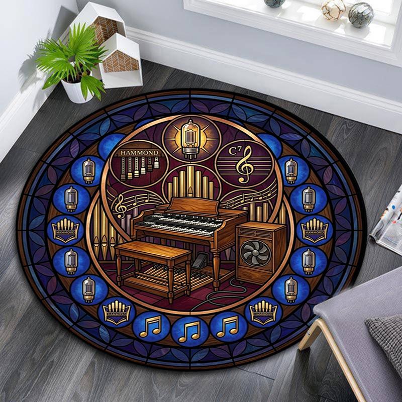 Harmonious Musical Harmony Round Area Rug Under Office Chairs Bedroom Living Room Home Decor