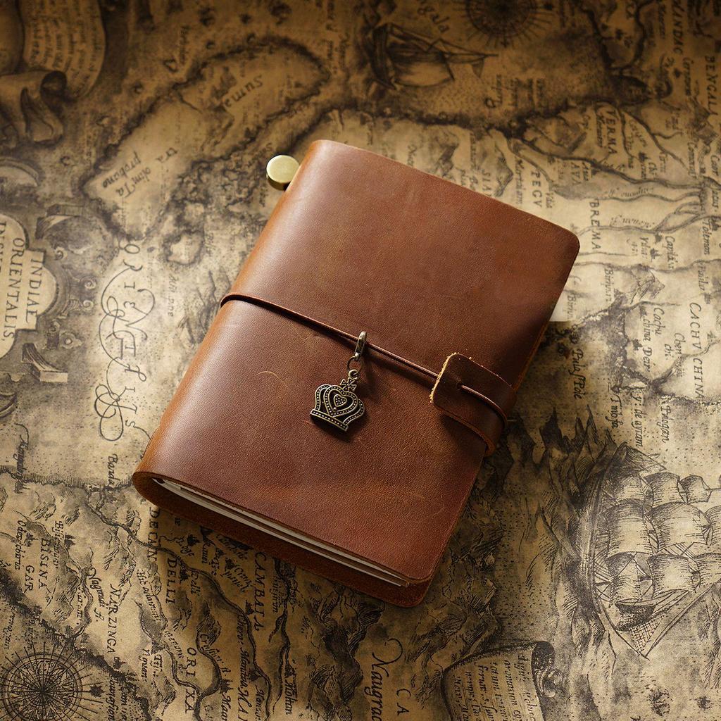 Genuine Leather Vintage Travel Journal - Creative Cowhide Diary Notebook