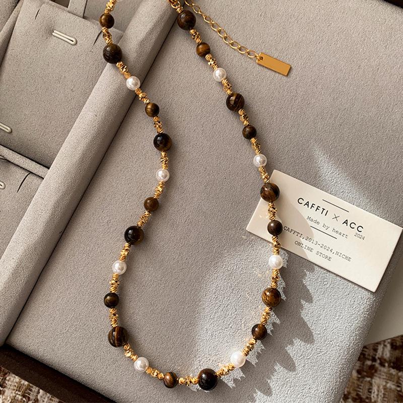 Vintage Natural Stone Beads Bracelet for Women Ethnic Imitation Pearl Beads Wrap Bangle Bracelet & Necklace Jewelry Gifts