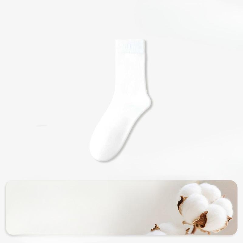Men's Mid-length Business Socks - Solid Color - Antibacterial and Deodorizing - Made of Pure Cotton
