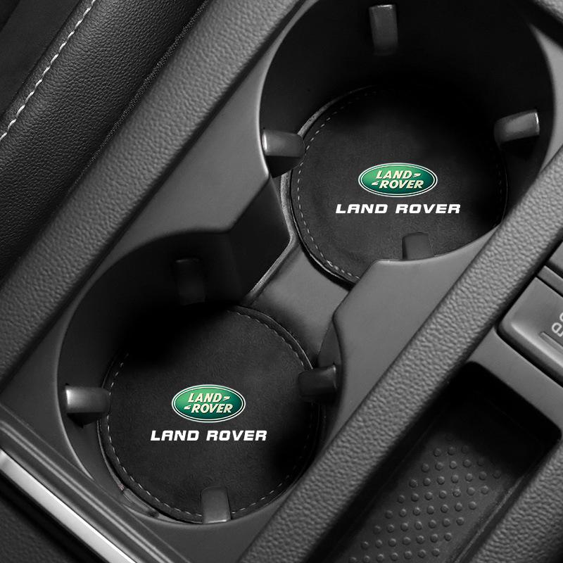 Auto Getränkehalter Pad PU Leder Schlitz Rutschfeste Untersetzermatte Emblem für Land Rover Range Rover Defender Freelander Discovery 1 2 3 Evoque Rover L322 L405