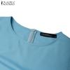 ZANZEA Women Casual Round Neck Summer Short Sleeve Dress