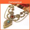 Ethnic Style Simulation Gemstone Decoration Women Necklace And Earring Set For Fashionconscious Women