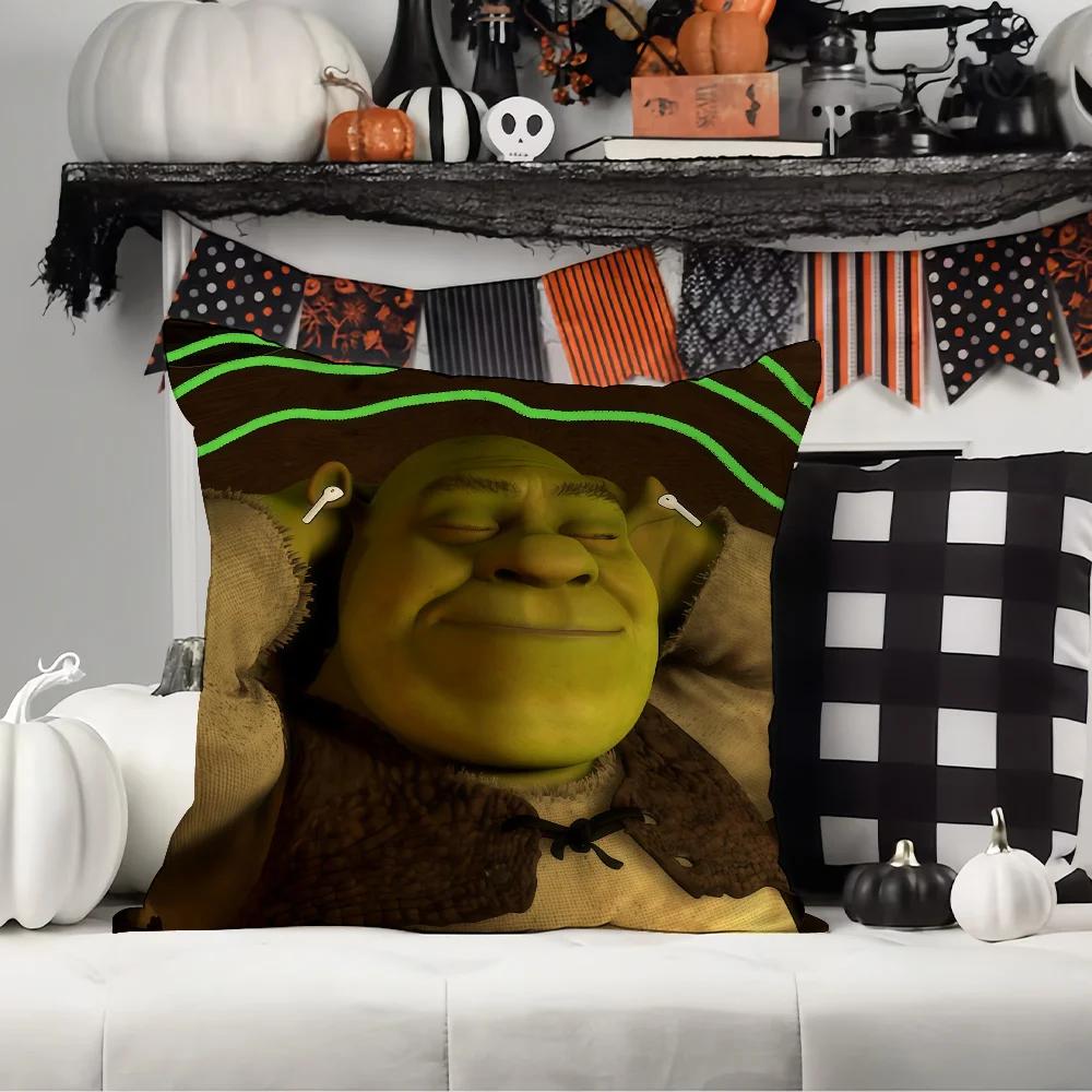 Cartoon Funny S-Shrek Pillowcase Throw Pillow Cases Cover for Sofa Interior Decoration Living Room Decorative Cushion Covers