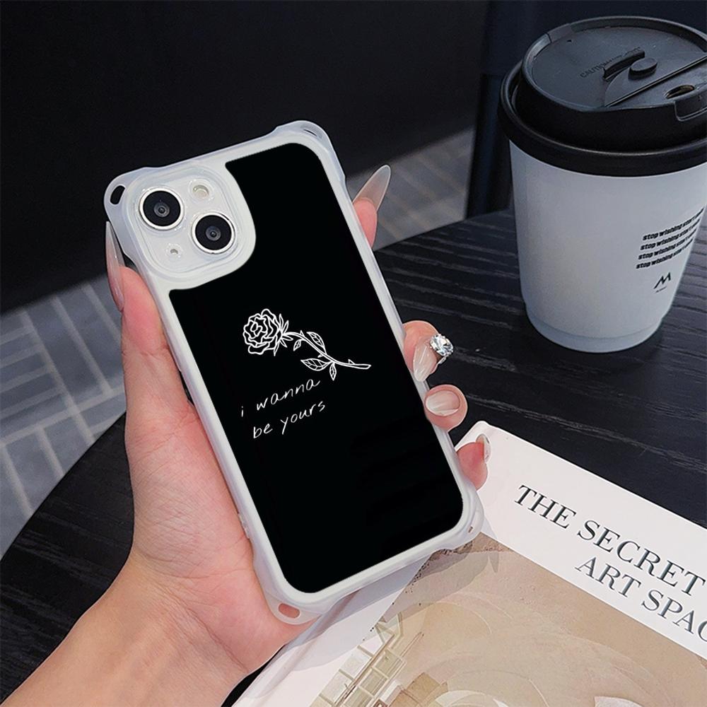 Ae79 Femme Framed Black Art Soft Phone Cases for iPhone 16 15 14 13 12 11 Pro Max 7 8 Plus XR XS with Wrist Strap Lanyard Corner Protection Back Cover