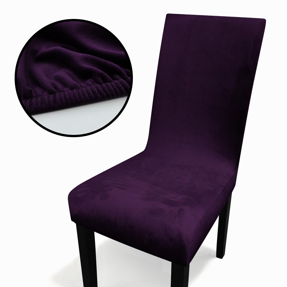 

Velvet Home Dining Seat Protector Premium Velvet Chair Cover Thickened Solid Color Stretchable Full Coverage Chair Covers 1PC